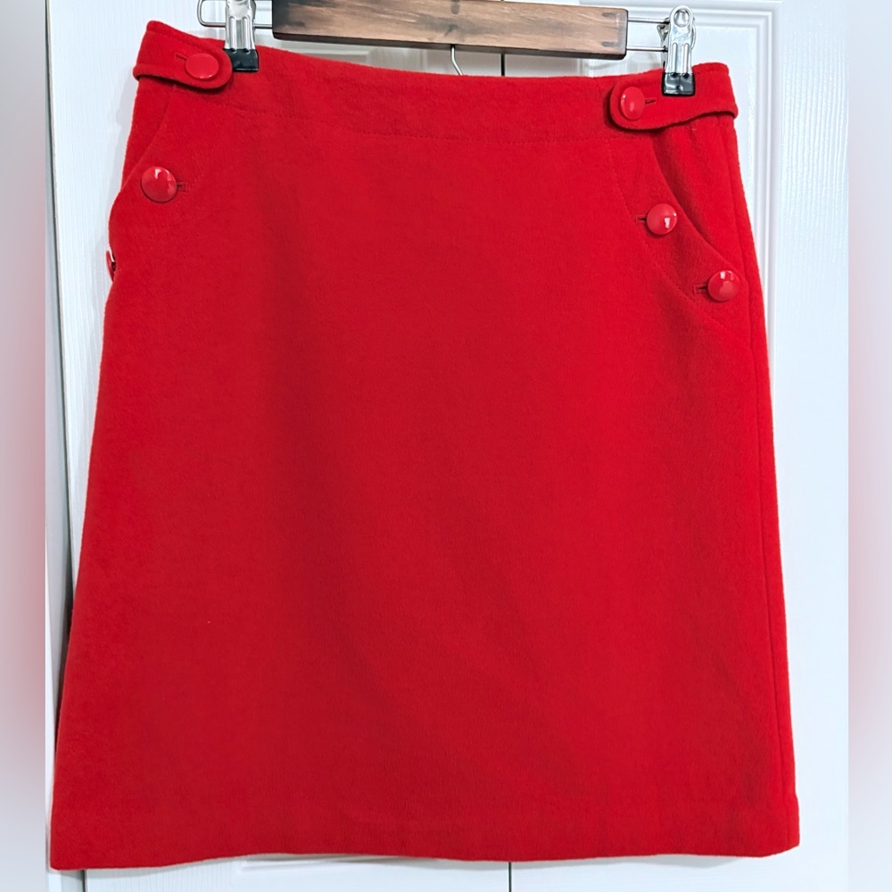 J Crew Red Button-Detail A line Skirt, 6P